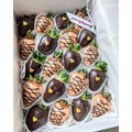 20pcs Bronze x Black Gold Heart Chocolate Strawberries Gift Box (Half Dark, Half White Chocolate) 